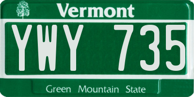 VT license plate YWY735