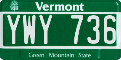 VT license plate YWY736