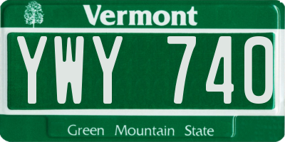 VT license plate YWY740