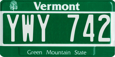 VT license plate YWY742