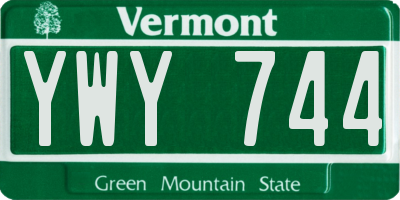 VT license plate YWY744