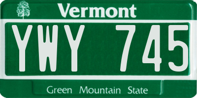 VT license plate YWY745