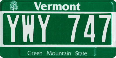 VT license plate YWY747