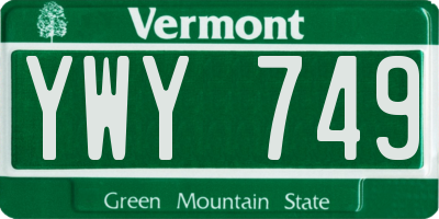 VT license plate YWY749