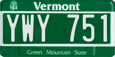 VT license plate YWY751