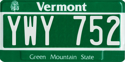 VT license plate YWY752
