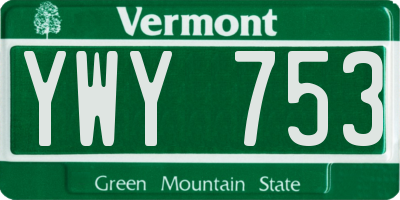 VT license plate YWY753