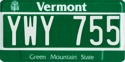 VT license plate YWY755