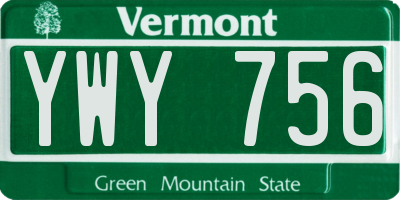 VT license plate YWY756