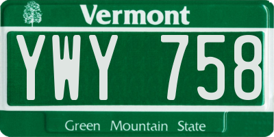 VT license plate YWY758