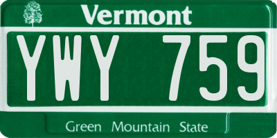 VT license plate YWY759