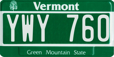 VT license plate YWY760