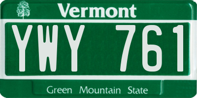 VT license plate YWY761