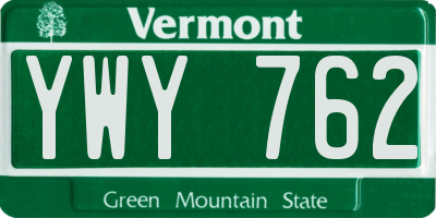 VT license plate YWY762