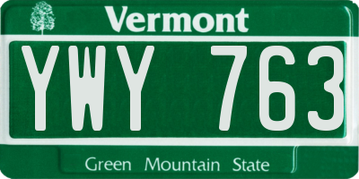 VT license plate YWY763