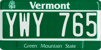 VT license plate YWY765