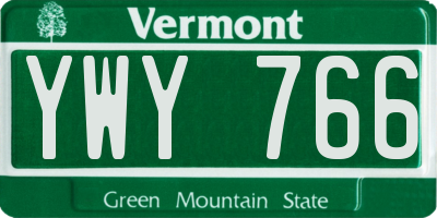 VT license plate YWY766