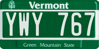 VT license plate YWY767