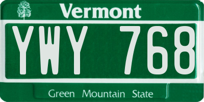 VT license plate YWY768