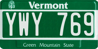 VT license plate YWY769