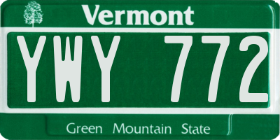 VT license plate YWY772