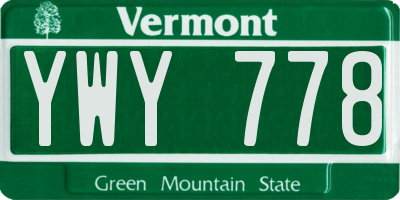 VT license plate YWY778