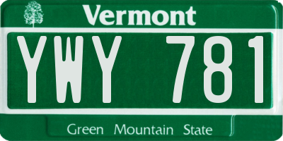 VT license plate YWY781