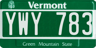 VT license plate YWY783