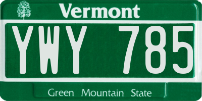 VT license plate YWY785