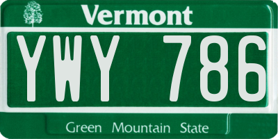 VT license plate YWY786