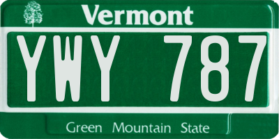 VT license plate YWY787