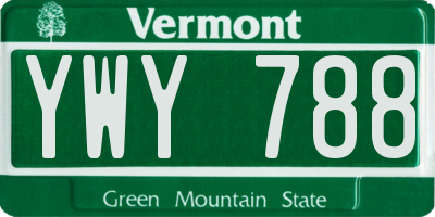 VT license plate YWY788