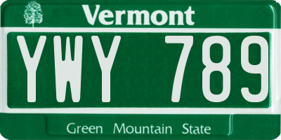 VT license plate YWY789