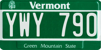 VT license plate YWY790