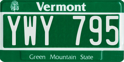VT license plate YWY795