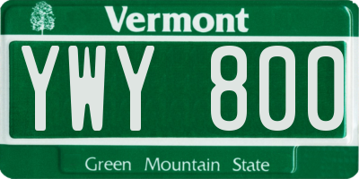 VT license plate YWY800