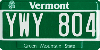 VT license plate YWY804