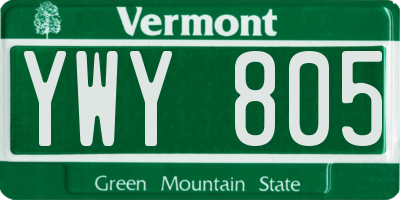 VT license plate YWY805