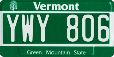 VT license plate YWY806