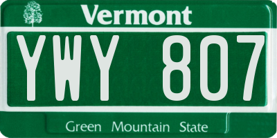 VT license plate YWY807