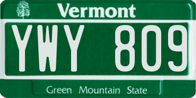 VT license plate YWY809