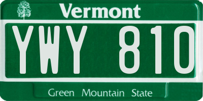VT license plate YWY810