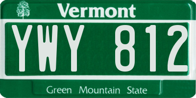 VT license plate YWY812