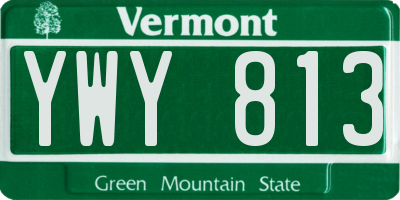 VT license plate YWY813