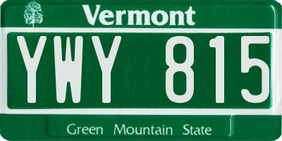 VT license plate YWY815