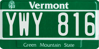 VT license plate YWY816