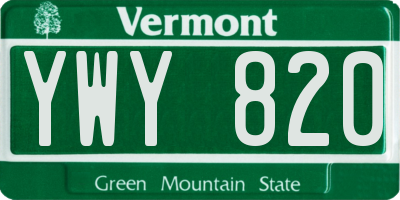 VT license plate YWY820