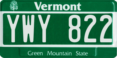 VT license plate YWY822