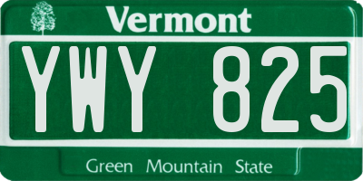 VT license plate YWY825