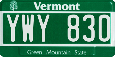 VT license plate YWY830